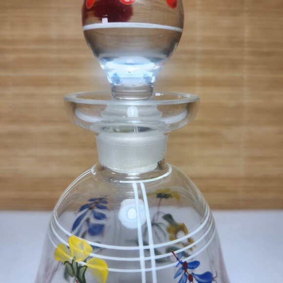 Hand Painted Decanter Crystal Glass Victorian Edwardian Bristol Glass - Picture 8 of 10